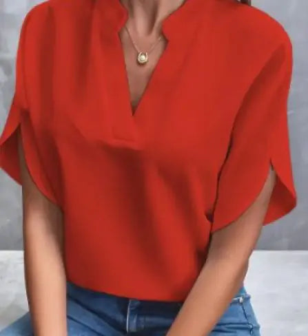 Camisa de gasa con cuello en V