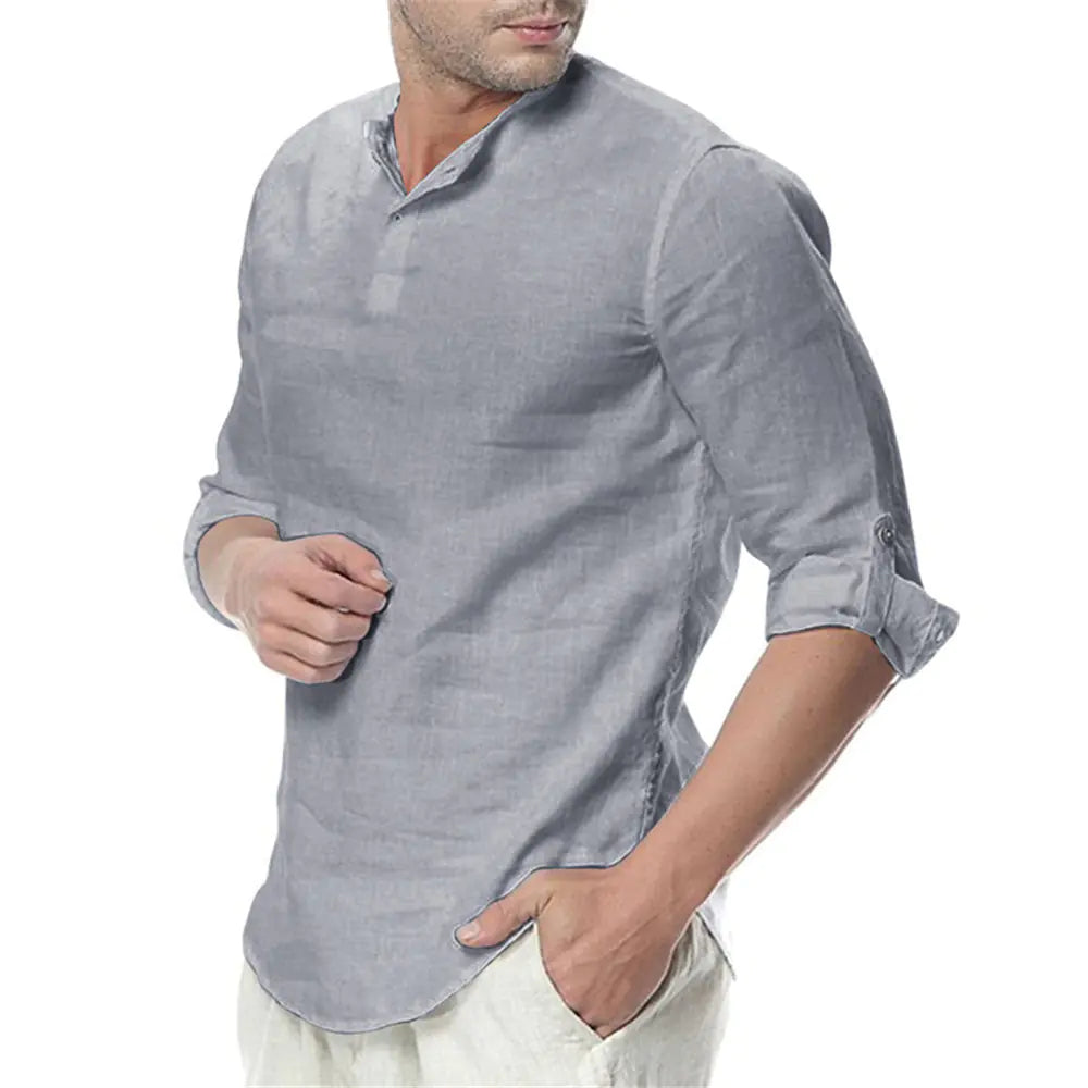 Camisa de manga larga de lino para hombre