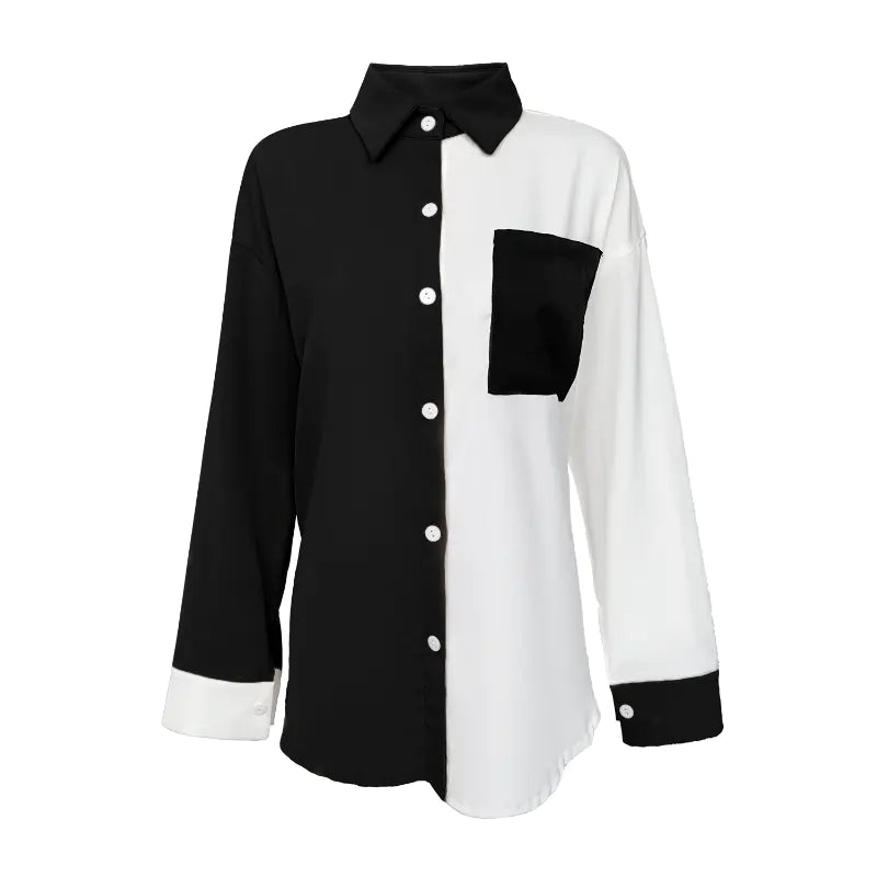 Camisa de gasa con bolsillos de color contrastante