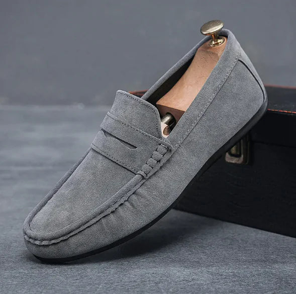 Zapatos planos casuales de cuero para hombre