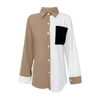 Camisa de gasa con bolsillos de color contrastante
