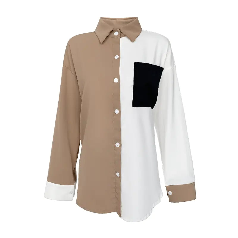 Camisa de gasa con bolsillos de color contrastante