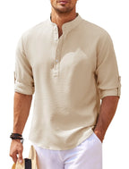Camisa de cuello alto con botones y textura de piña de verano, ropa informal
