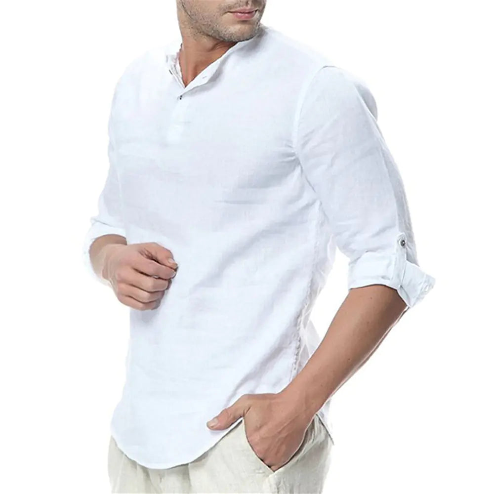 Camisa de manga larga de lino para hombre