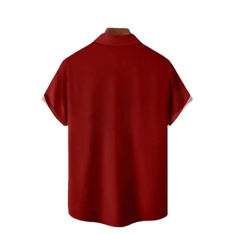 Camisa informal de manga corta con solapa y bloques de color a rayas