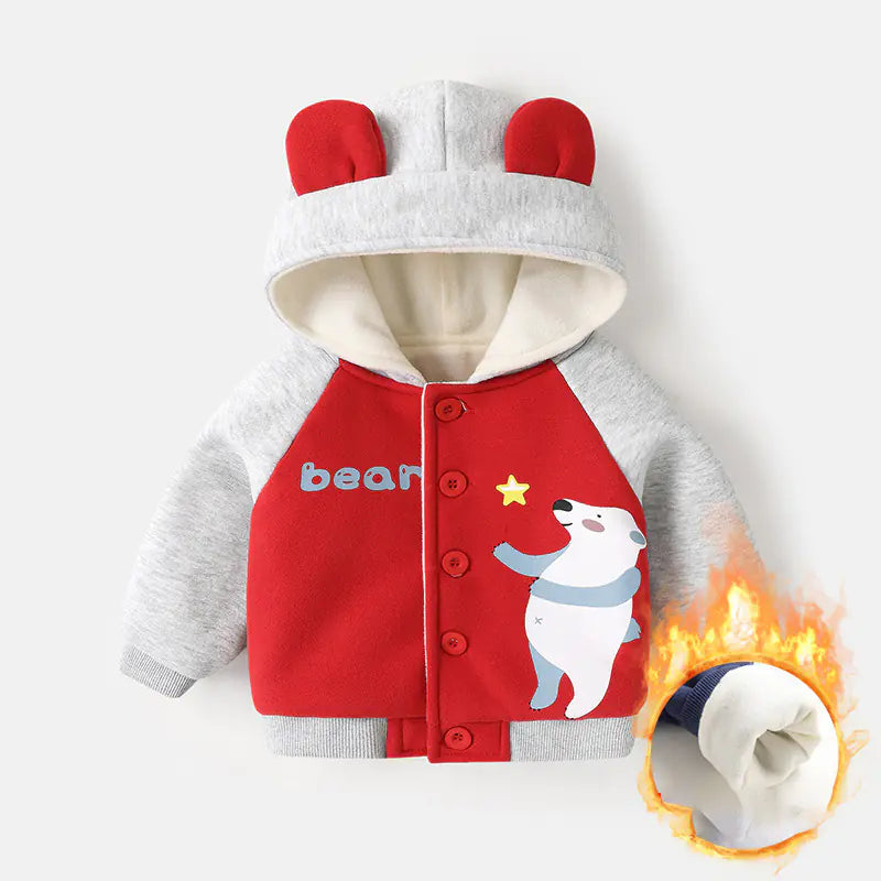 Chaqueta polar con capucha para bebé, niño y niña, invierno