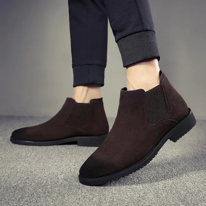 Botines Chelsea de piel de caña alta para hombre