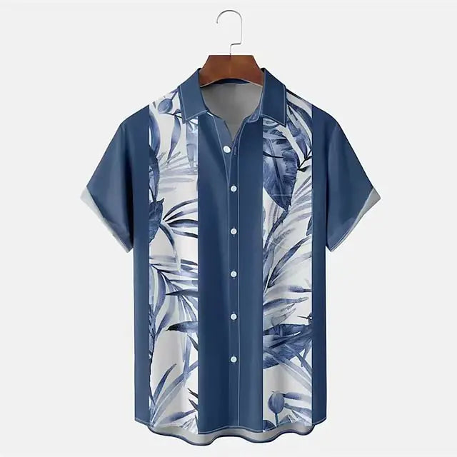 Camisa informal de manga corta con solapa y bloques de color a rayas