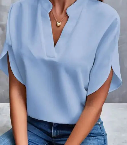 Camisa de gasa con cuello en V