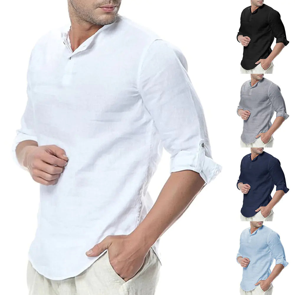 Camisa de manga larga de lino para hombre