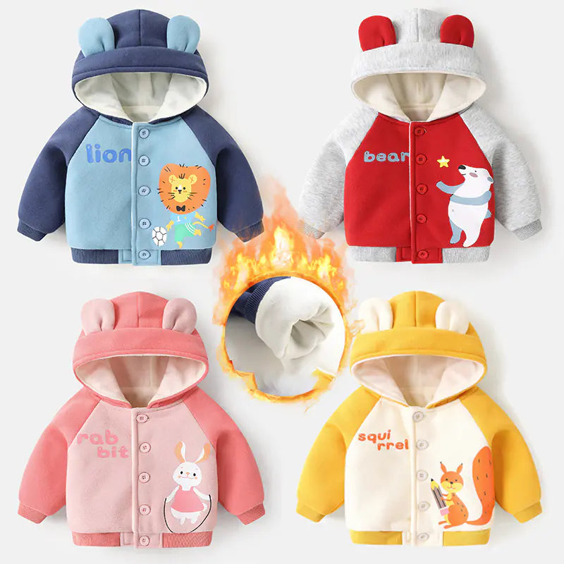 Chaqueta polar con capucha para bebé, niño y niña, invierno