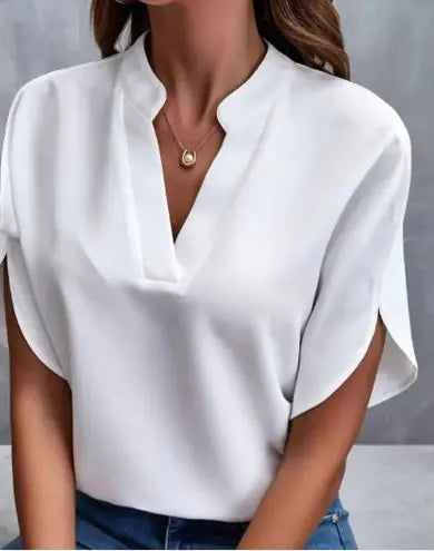 Camisa de gasa con cuello en V