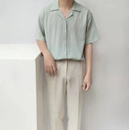Camisa de Ajuste Suelto y Manga Corta Casual