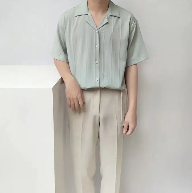 Camisa de Ajuste Suelto y Manga Corta Casual
