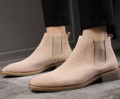 Botines Chelsea de piel de caña alta para hombre