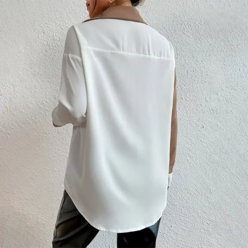 Camisa de gasa con bolsillos de color contrastante
