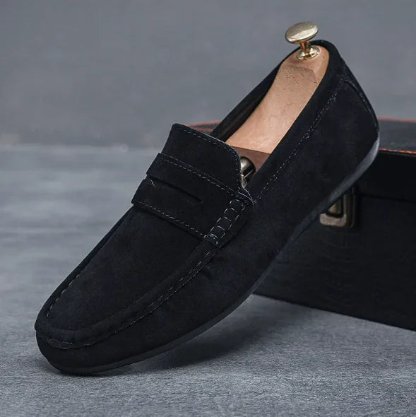 Zapatos planos casuales de cuero para hombre