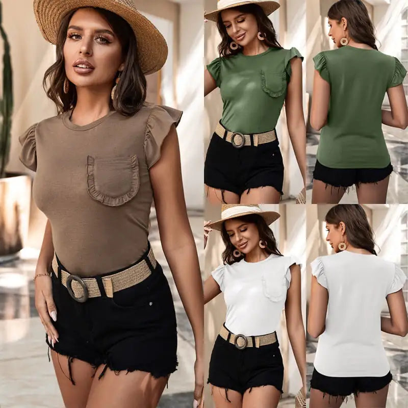 Camiseta sin mangas con costuras de color liso