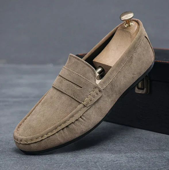 Zapatos planos casuales de cuero para hombre