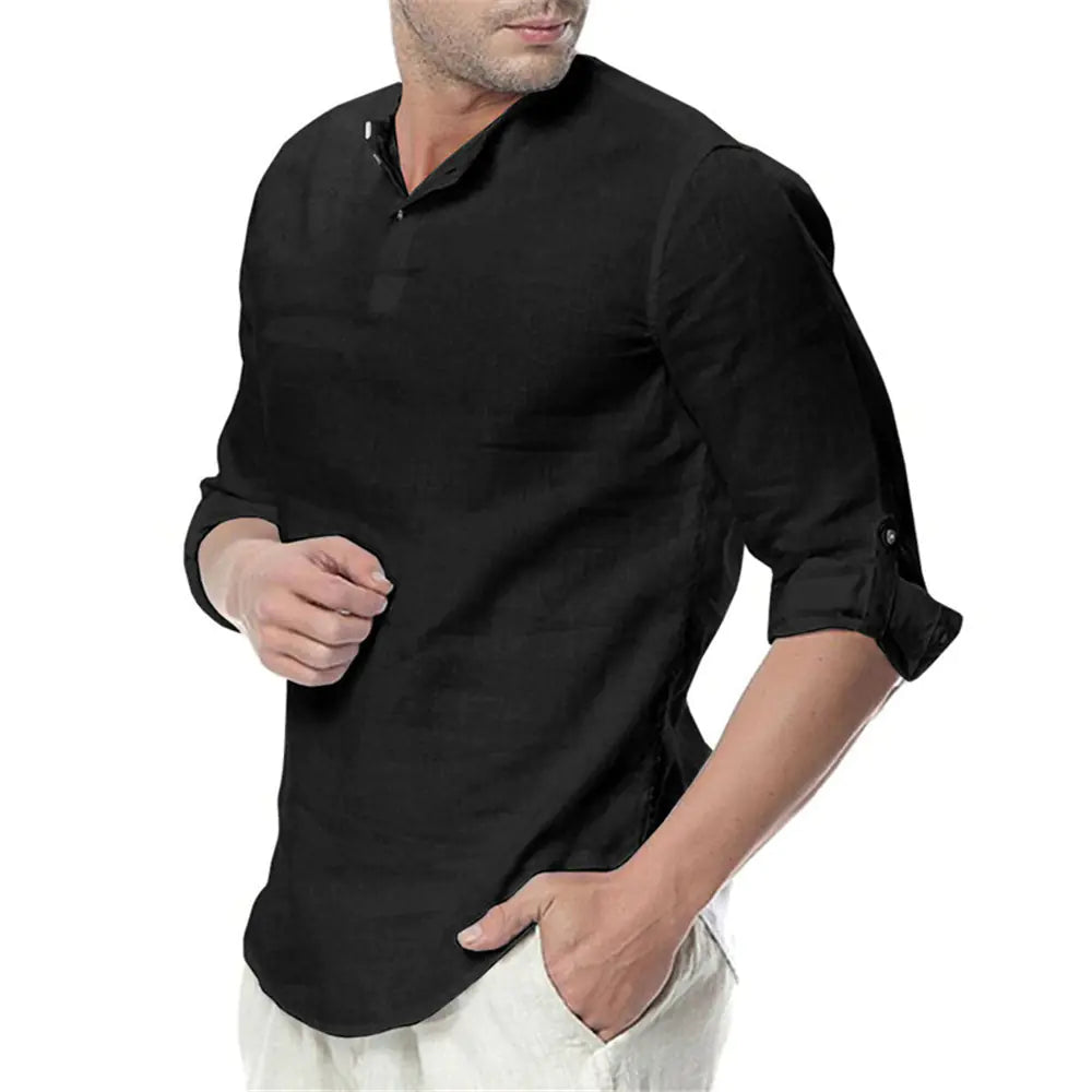 Camisa de manga larga de lino para hombre