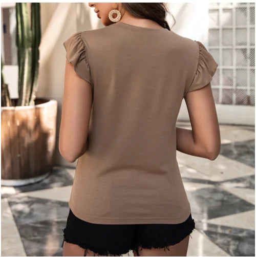 Camiseta sin mangas con costuras de color liso