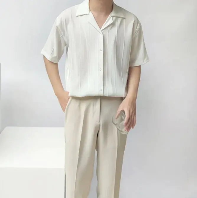 Camisa de Ajuste Suelto y Manga Corta Casual