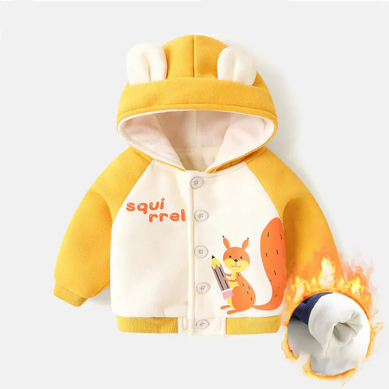 Chaqueta polar con capucha para bebé, niño y niña, invierno