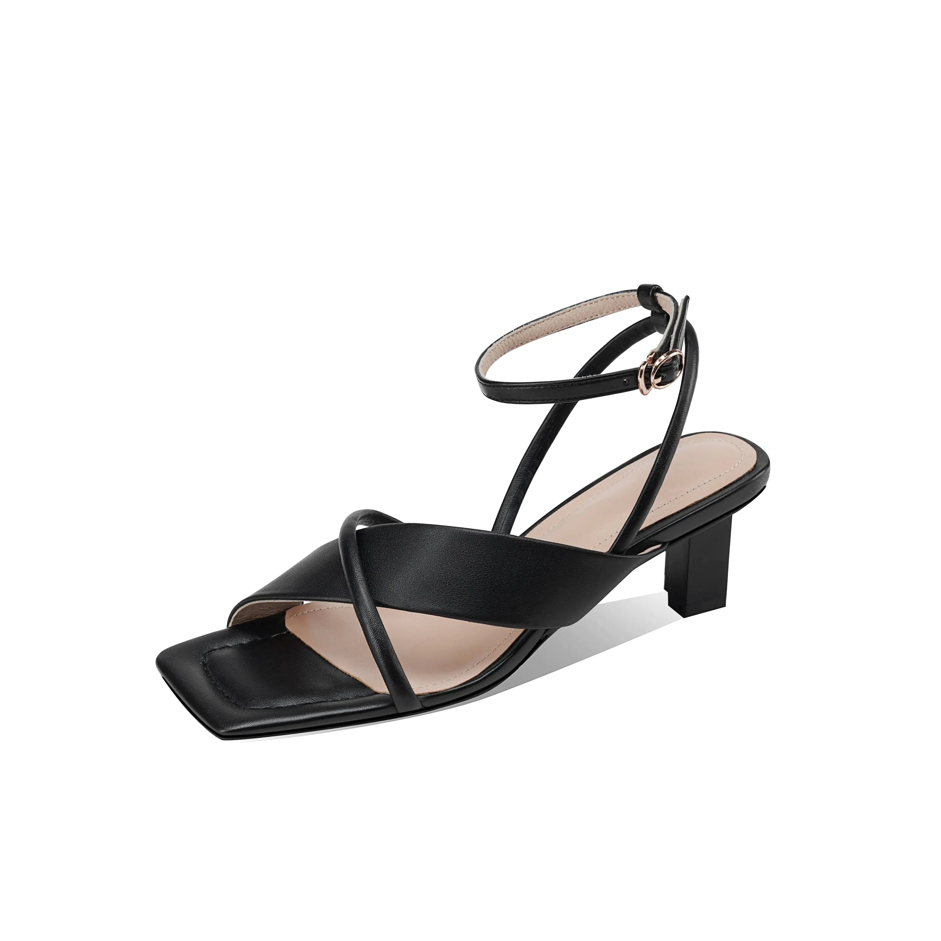 Sandalias de Mujer de Tacón con Punta Cuadrada