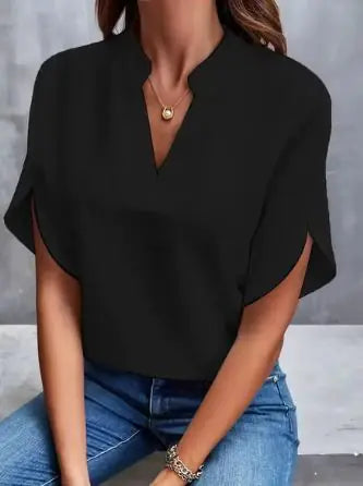 Camisa de gasa con cuello en V