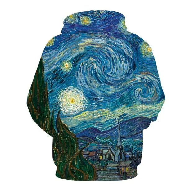 Suéter con capucha y estampado artístico