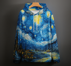 Suéter con capucha y estampado artístico