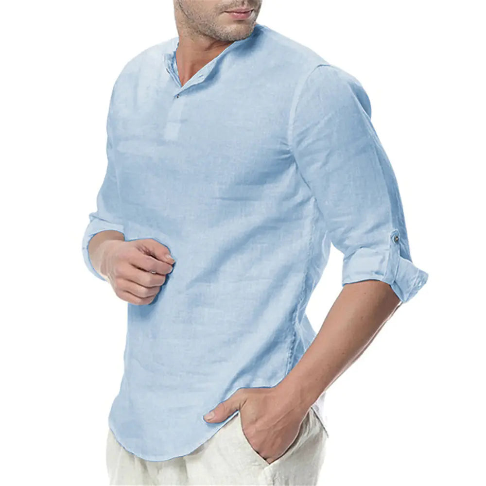 Camisa de manga larga de lino para hombre
