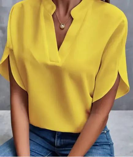 Camisa de gasa con cuello en V