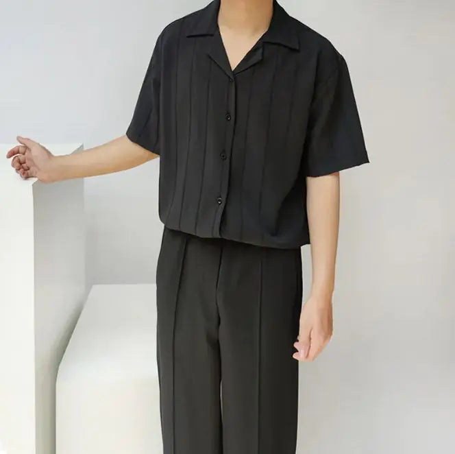 Camisa de Ajuste Suelto y Manga Corta Casual